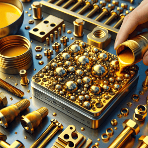 The person is applying the Yellow Chromate Conversion Coating to a piece of metal, enhancing its protective and aesthetic properties.