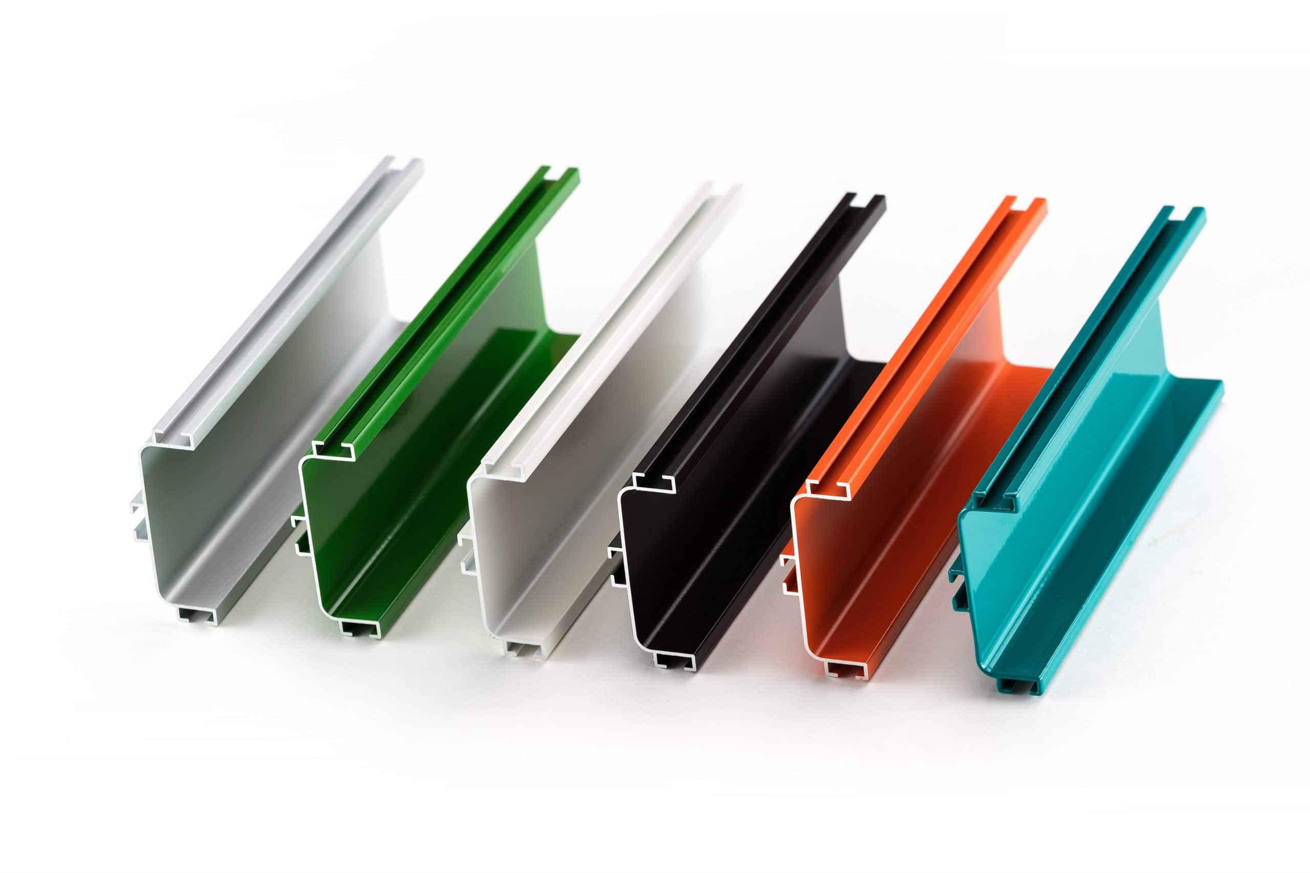 Samples of colorful aluminum profiles